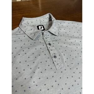 FootJoy Golf Polo Men XL Floral Pattern Gray Blue Luxury Glam Preppy Academia